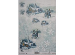 PAPIER RYŻOWY Z NADRUKIEM KOŚCIÓŁ, ZIMA A4 NR R592