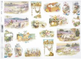 PAPIER RYŻOWY Z NADRUKIEM WIELKANOC WIDOCZKI A4 NR R1345