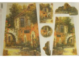 PAPIER RYŻOWY Z NADRUKIEM DOMY 35X50 CM NR DFS 073