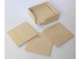 PODKŁADKI POD SZKLANKI KOMPLET 6 SZT DREWNIANE KWADRATOWE 