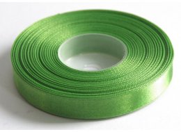 WSTĄŻKA  ATŁASOWA  12  MM 25 M ZIELONA CIEMNA