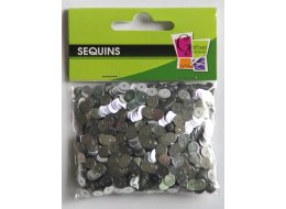 CEKINY OKRĄGŁE Z DZIURKĄ 6 MM  OPAKOWANIE 30  G SREBRNE