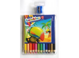 KREDKI  BAMBINO 12 KOLORÓW W OPRAWIE DREWNIANEJ 