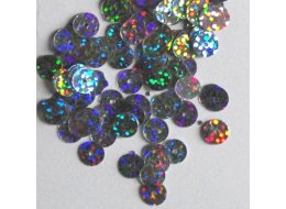 CEKINY OKRĄGŁE Z DZIURKĄ 8 MM  OPAKOWANIE 15  G SREBRNE BROKATOWE