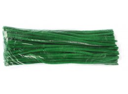 PUSZYSTE DRUTY CHENILLE 6 MM X 30 CM OPAKOWANIE 100 SZT CIEMNA ZIELEŃ