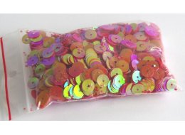 CEKINY OKRĄGŁE Z DZIURKĄ 8 MM 50  G CZERWONE TĘCZOWE 7127