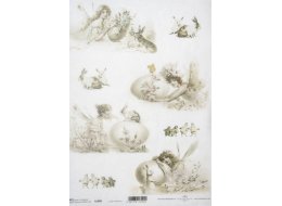 PAPIER RYŻOWY Z NADRUKIEM WIELKANOC SZAROŚCI A4  NR R1088