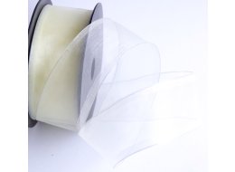 WSTĄŻKA SZYFONOWA 40 MM  PASTELOWY ŻÓŁTY