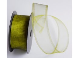 WSTĄŻKA SZYFONOWA 40 MM  ZIELONA OLIWKA