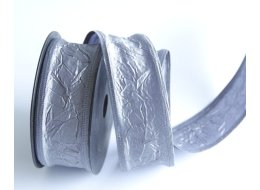 WSTĄŻKA TAFTA GNIECIONA 40 MM SREBRNA