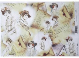 PAPIER RYŻOWY Z NADRUKIEM RETRO A4  NR R006