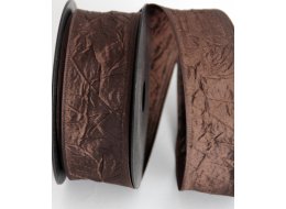 WSTĄŻKA TAFTA GNIECIONA 40 MM CIEMNY BRĄZ