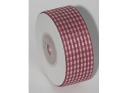 WSTĄŻKA  DEKORACYJNA KRATKA  25  MM BIAŁO CZERWONA