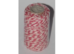 SZNUREK BAWEŁNIANY BIAŁO - CZERWONY  100 G 42 M
