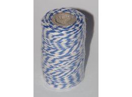 SZNUREK BAWEŁNIANY BIAŁO - NIEBIESKI  100 G 42 M