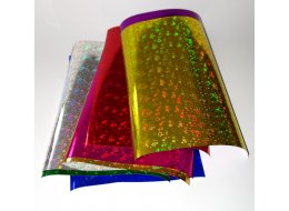 PAPIER DEKORACYJNY HOLOGRAMOWY GWIAZDKI A4 ZESTAW 8 ARKUSZY 